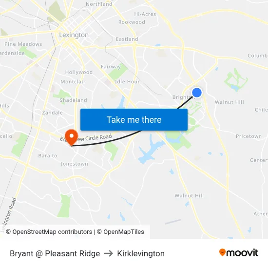Bryant @ Pleasant Ridge to Kirklevington map