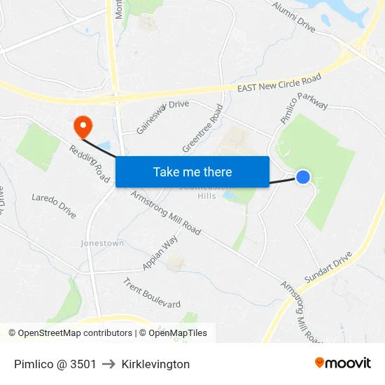 Pimlico @ 3501 to Kirklevington map