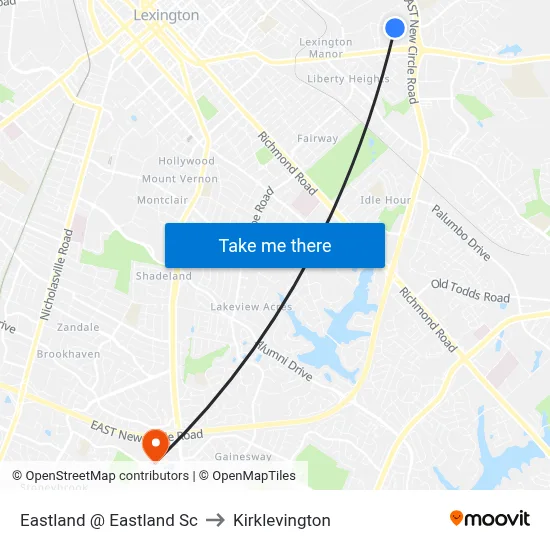 Eastland @ Eastland Sc to Kirklevington map