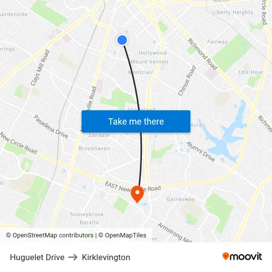 Huguelet Drive to Kirklevington map