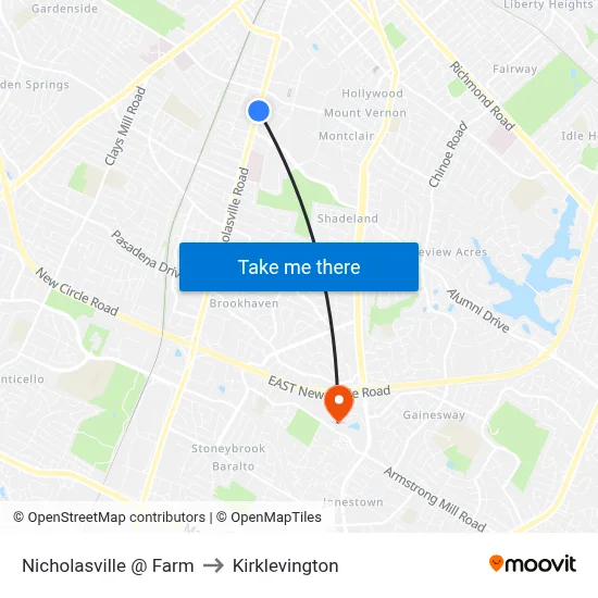 Nicholasville @ Farm to Kirklevington map