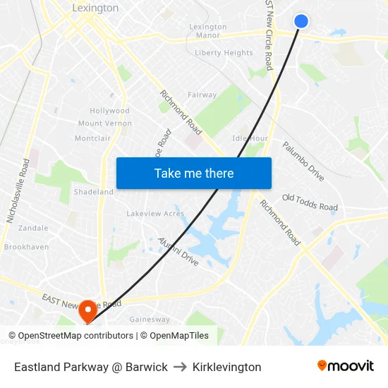 Eastland Parkway @ Barwick to Kirklevington map