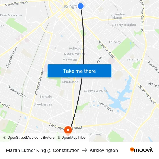 Martin Luther King @ Constitution to Kirklevington map