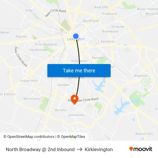 North Broadway @ 2nd Inbound to Kirklevington map