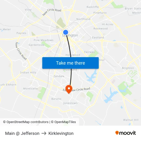 Main @ Jefferson to Kirklevington map