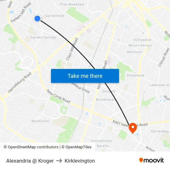 Alexandria @  Kroger to Kirklevington map