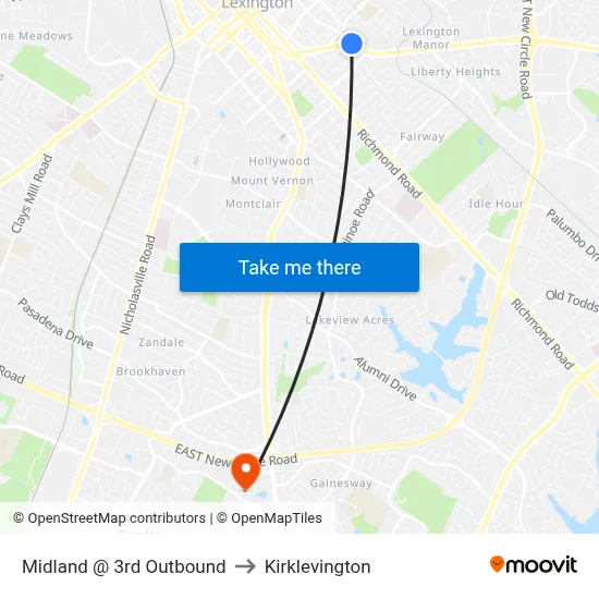 Midland @ 3rd Outbound to Kirklevington map