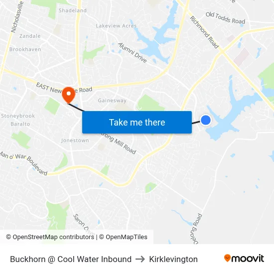 Buckhorn @ Cool Water Inbound to Kirklevington map