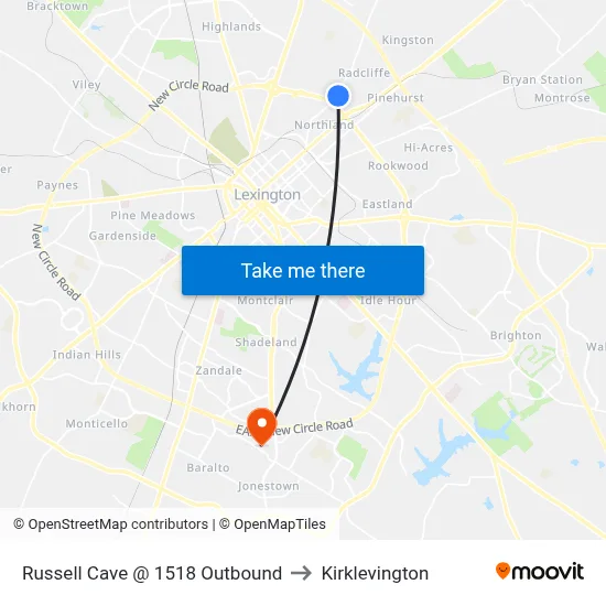 Russell Cave @ 1518 Outbound to Kirklevington map