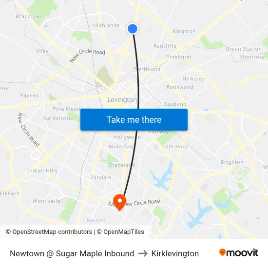 Newtown @ Sugar Maple Inbound to Kirklevington map