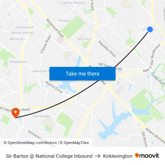 Sir Barton @ National College Inbound to Kirklevington map