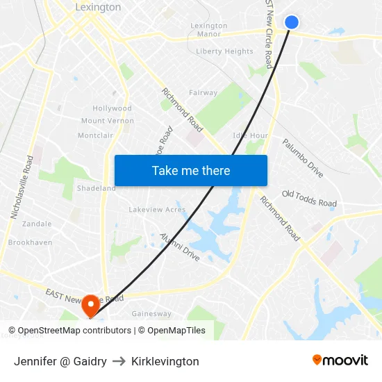 Jennifer @ Gaidry to Kirklevington map