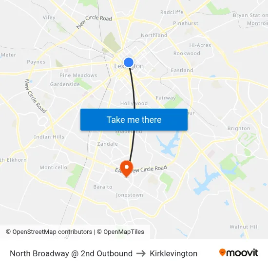 North Broadway @ 2nd Outbound to Kirklevington map
