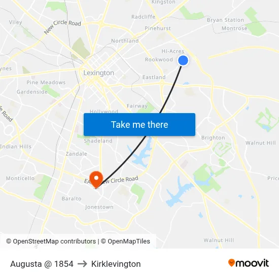 Augusta @ 1854 to Kirklevington map