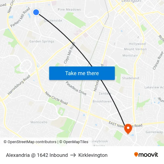 Alexandria @ 1642 Inbound to Kirklevington map