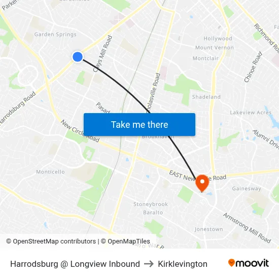 Harrodsburg @ Longview Inbound to Kirklevington map