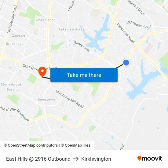 East Hills @ 2916 Outbound to Kirklevington map