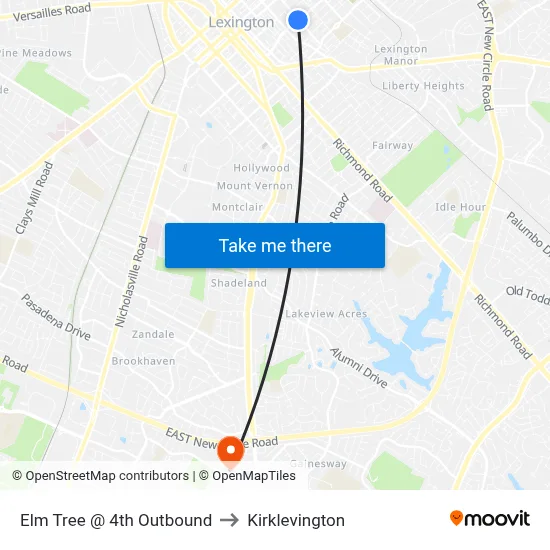 Elm Tree @ 4th Outbound to Kirklevington map