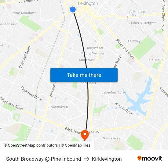 South Broadway @ Pine Inbound to Kirklevington map