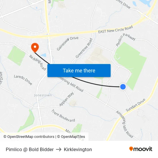 Pimlico @ Bold Bidder to Kirklevington map