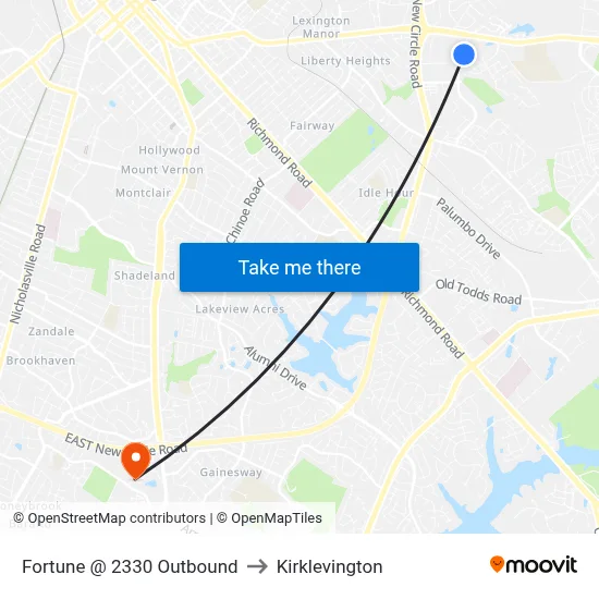 Fortune @ 2330 Outbound to Kirklevington map