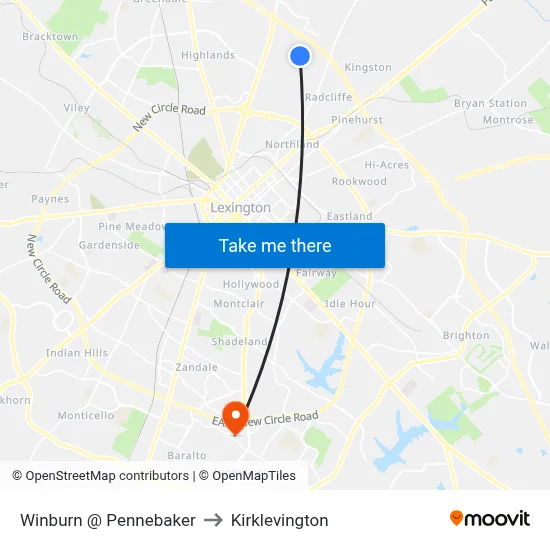 Winburn @ Pennebaker to Kirklevington map