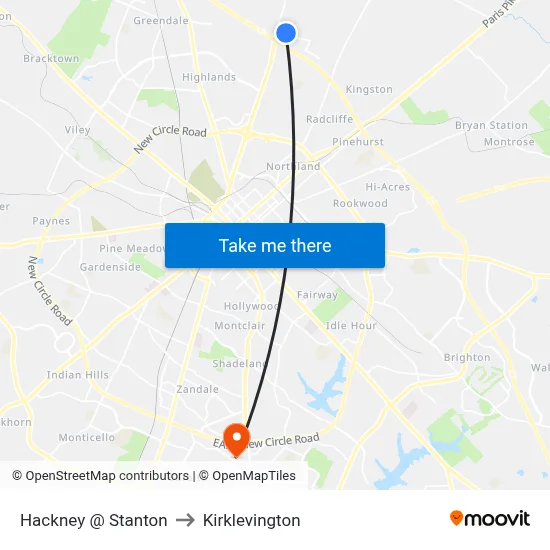 Hackney @ Stanton to Kirklevington map