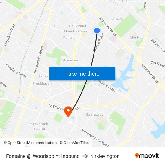 Fontaine @ Woodspoint Inbound to Kirklevington map