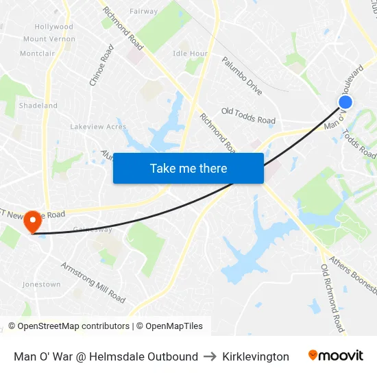 Man O' War @ Helmsdale Outbound to Kirklevington map
