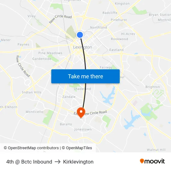 4th @ Bctc Inbound to Kirklevington map