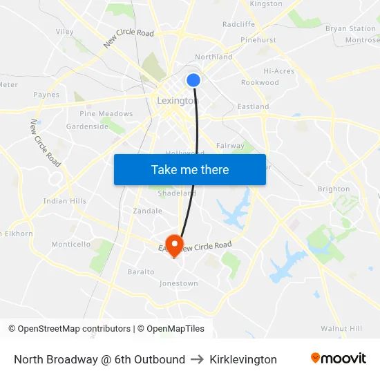 North Broadway @ 6th Outbound to Kirklevington map