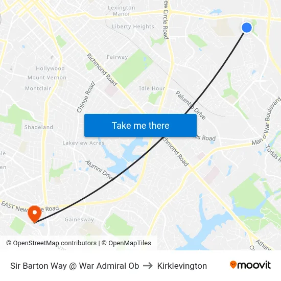 Sir Barton Way @ War Admiral Ob to Kirklevington map