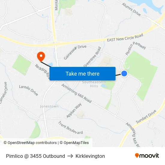 Pimlico @ 3455 Outbound to Kirklevington map