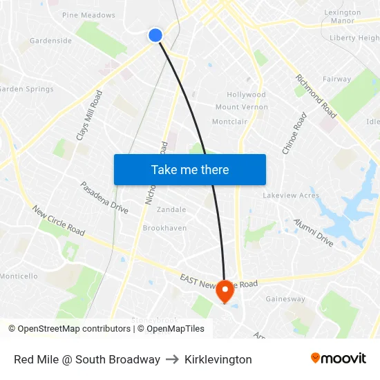 Red Mile @ South Broadway to Kirklevington map