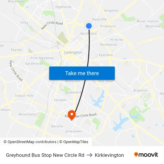 Greyhound Bus Stop New Circle Rd to Kirklevington map