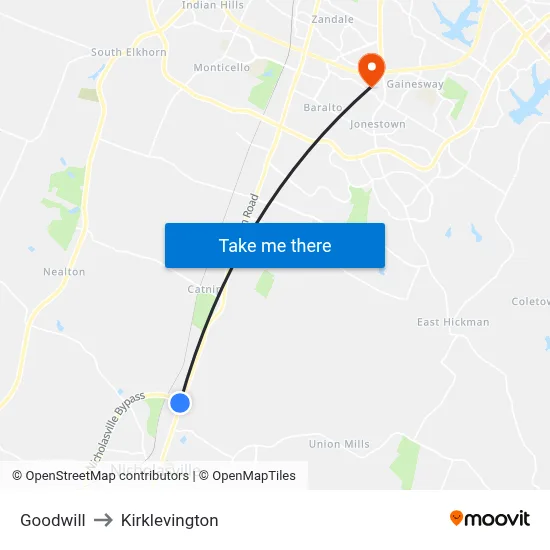 Goodwill to Kirklevington map