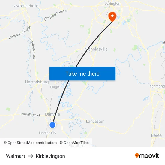 Walmart to Kirklevington map