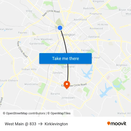 West Main @ 833 to Kirklevington map
