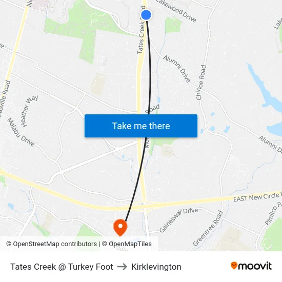 Tates Creek @ Turkey Foot to Kirklevington map