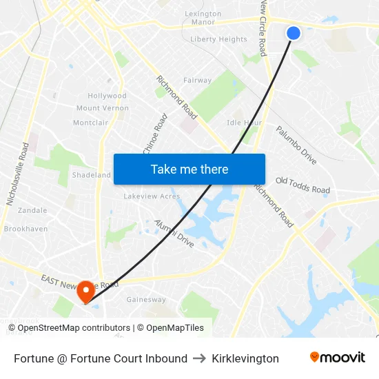 Fortune @ Fortune Court Inbound to Kirklevington map