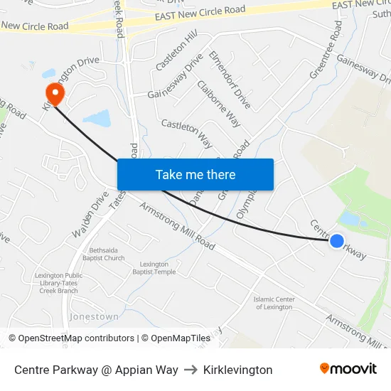 Centre Parkway @ Appian Way to Kirklevington map