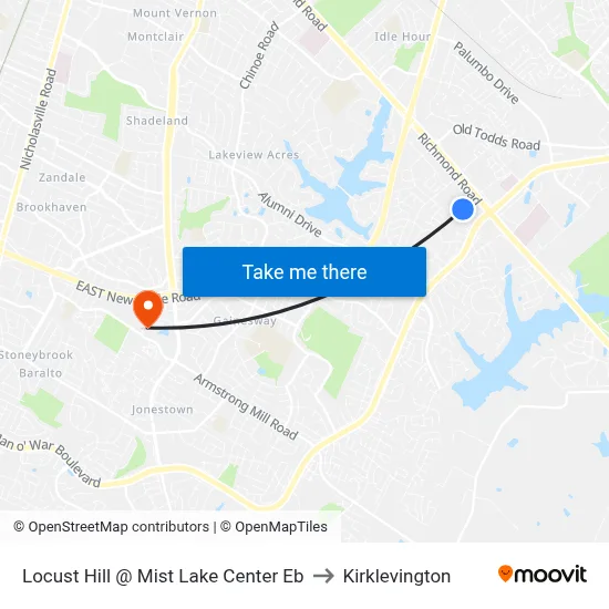 Locust Hill @ Mist Lake Center Eb to Kirklevington map