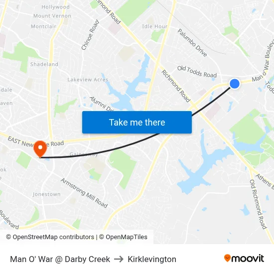 Man O' War @ Darby Creek to Kirklevington map