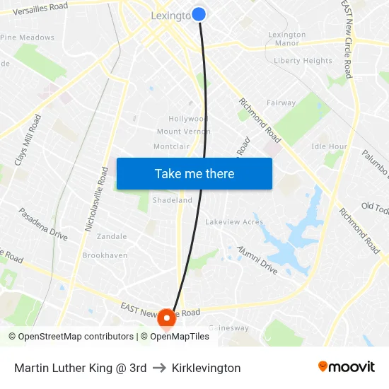 Martin Luther King @ 3rd to Kirklevington map