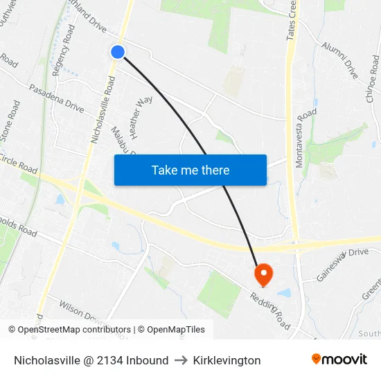 Nicholasville @ 2134 Inbound to Kirklevington map