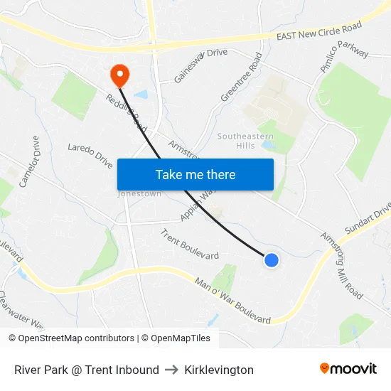 River Park @ Trent Inbound to Kirklevington map