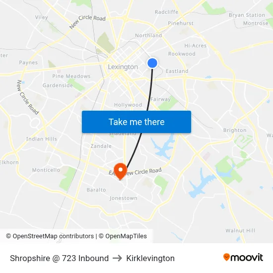 Shropshire @ 723 Inbound to Kirklevington map