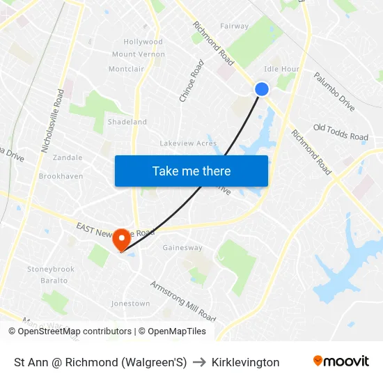 St Ann @ Richmond (Walgreen'S) to Kirklevington map