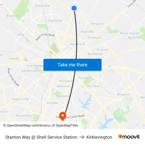 Stanton Way @ Shell Service Station to Kirklevington map
