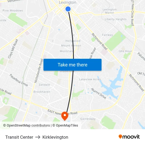 Transit Center to Kirklevington map